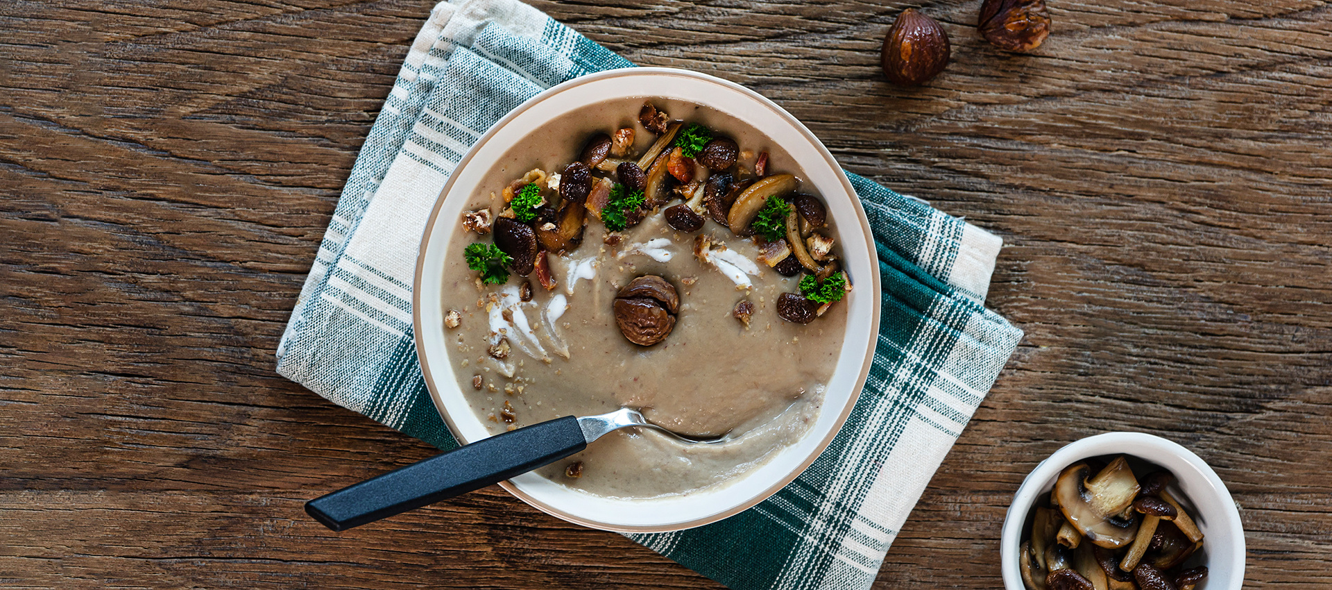 Crema di castagne, patate e funghi